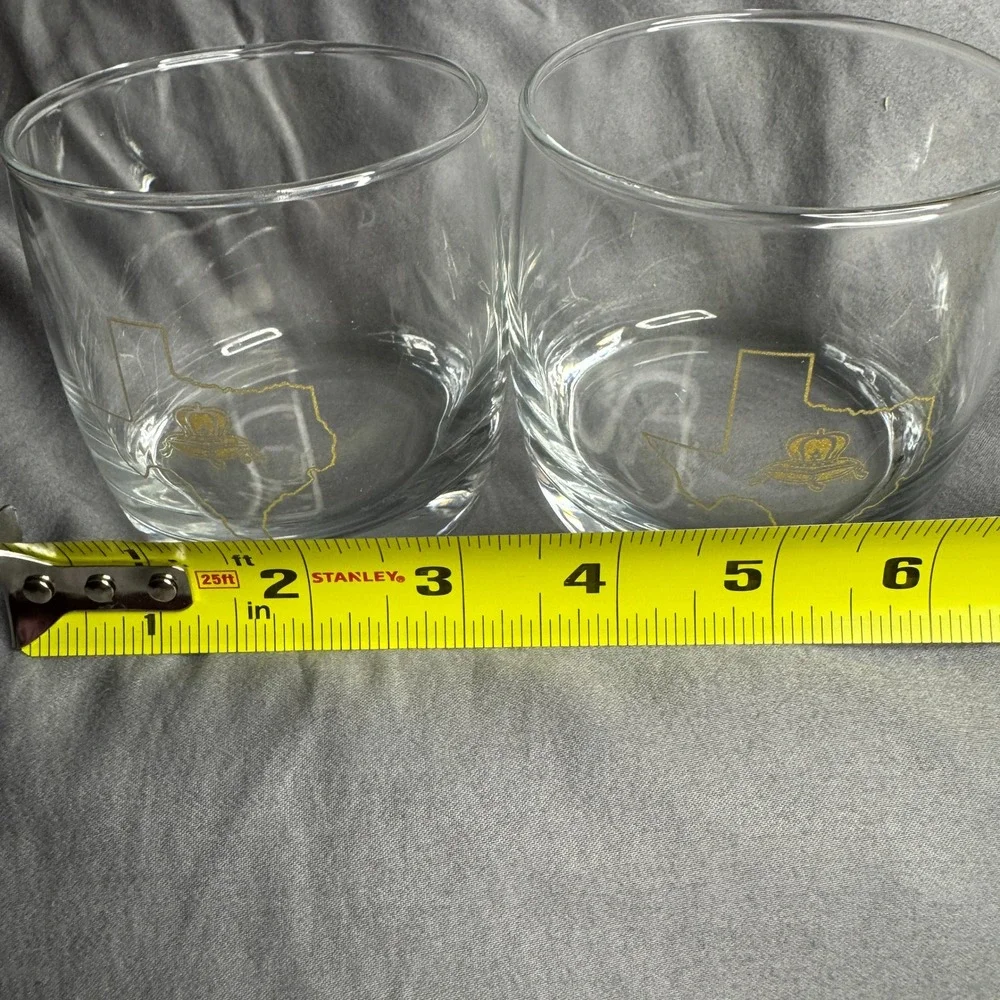 Set of 2 Texas Map‎ Crown Whiskey Rocks Glasses